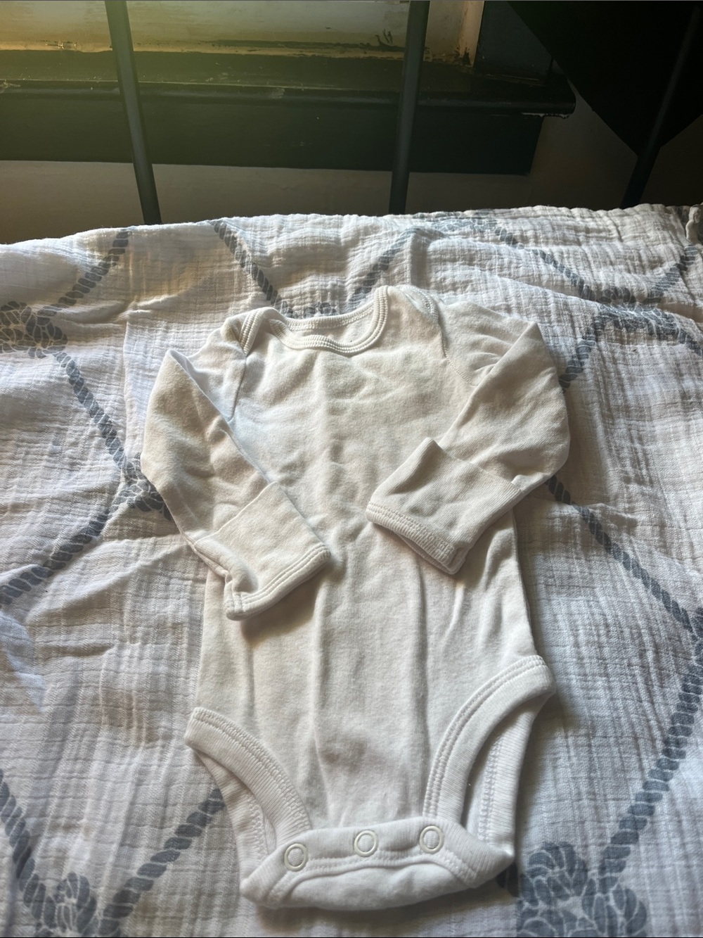 Classic Long-Sleeve Baby One-Piece Bodysuit in White
